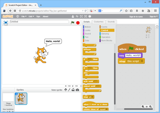Un esempio di programmazione (coding) con l'applicativo Scratch alla Scuola Manno di Cagliari