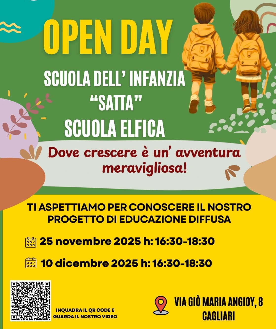 Open Day Scuola Infanzia Satta: 25 novembre e 10 dicembre 2025 vieni a trovarci!
