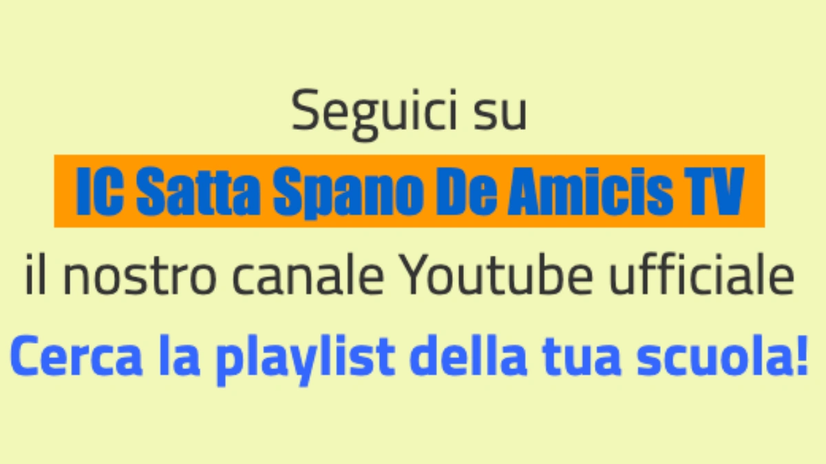 Seguici su IC Satta Spano De Amicis TV, il canale youtube ufficiale