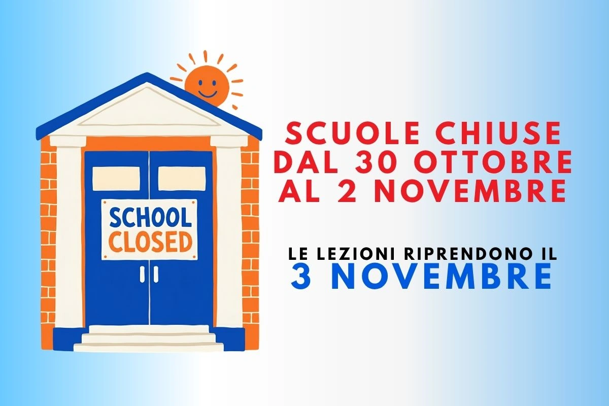 Scuole chiuse dal 30 ottobre al 2 novembre 2026: si rientra in classe martedì 3 novembre.